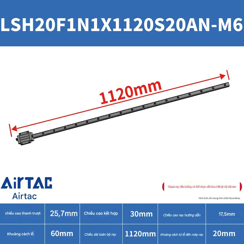 Ray trượt vuông tiêu chuẩn LSH20F1N1X1120S20AN-M6 - Ảnh 2