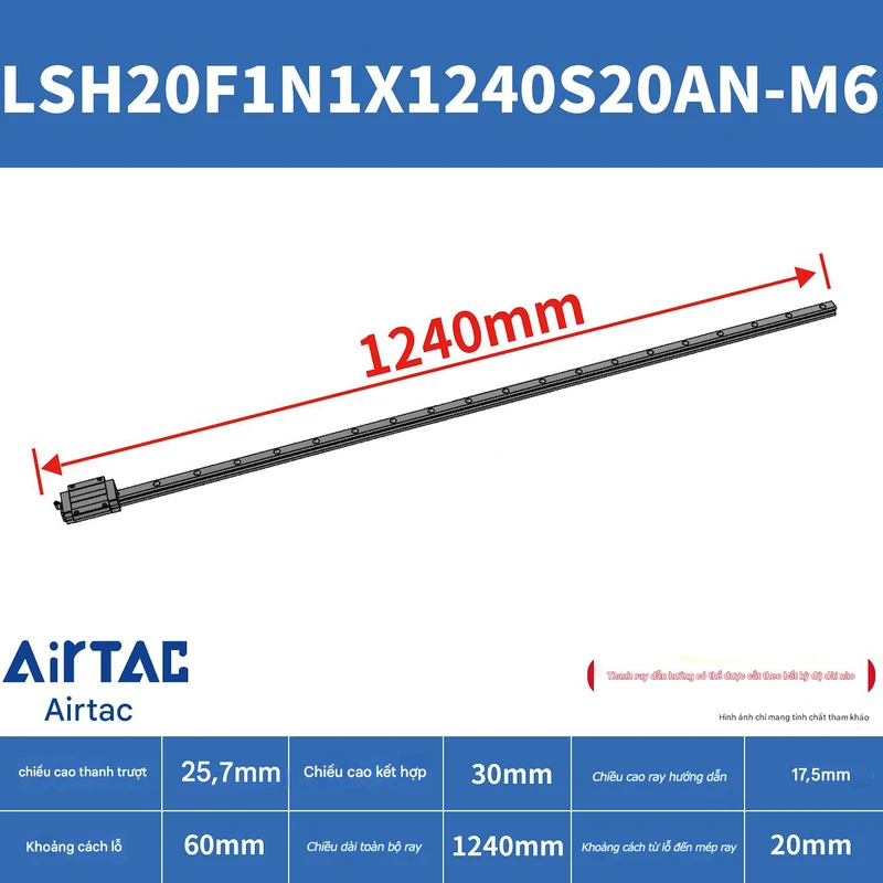 Ray trượt vuông tiêu chuẩn LSH20F1N1X1240S20AN-M6 - Ảnh 2