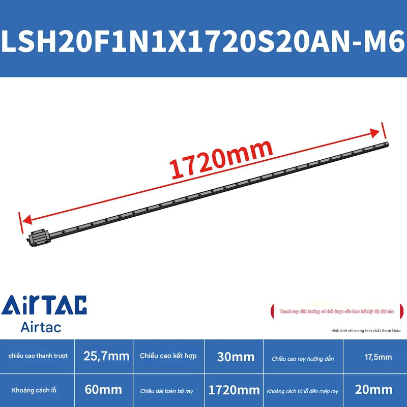 Ray trượt vuông tiêu chuẩn LSH20F1N1X1720S20AN-M6 - Ảnh 2