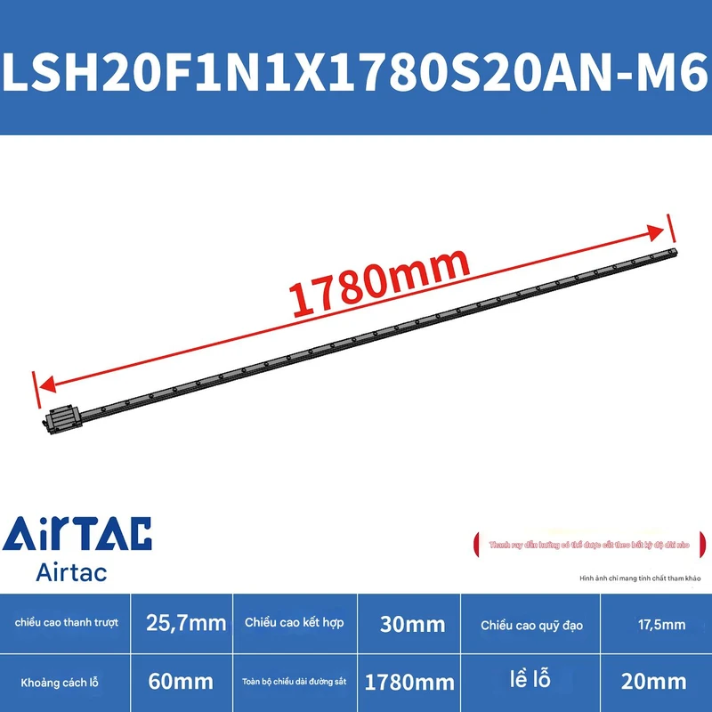 Ray trượt vuông tiêu chuẩn LSH20F1N1X1780S20AN-M6 - Ảnh 2