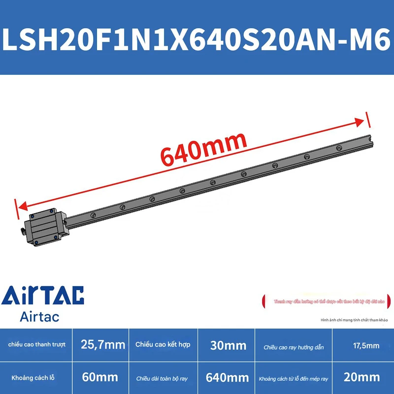 Ray trượt vuông tiêu chuẩn LSH20F1N1X640S20AN-M6 - Ảnh 2