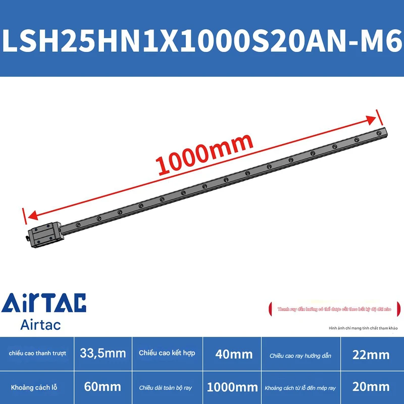 Ray trượt vuông tiêu chuẩn LSH25HN1X1000S20AN-M6 - Ảnh 2