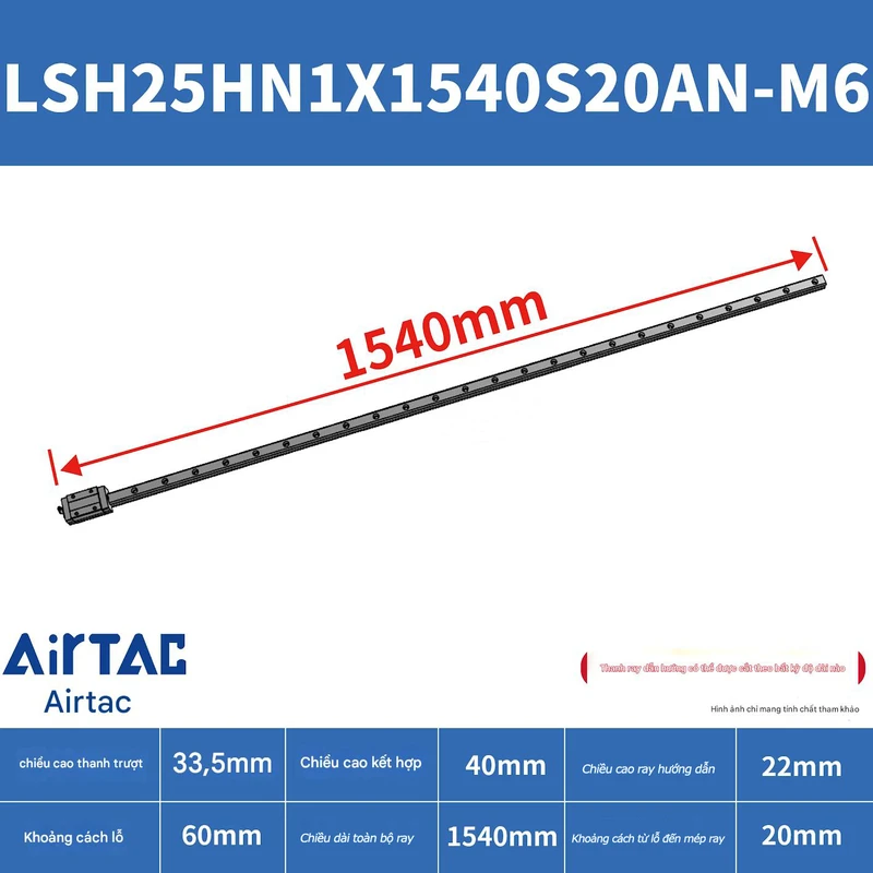 Ray trượt vuông tiêu chuẩn LSH25HN1X1540S20AN-M6 - Ảnh 2