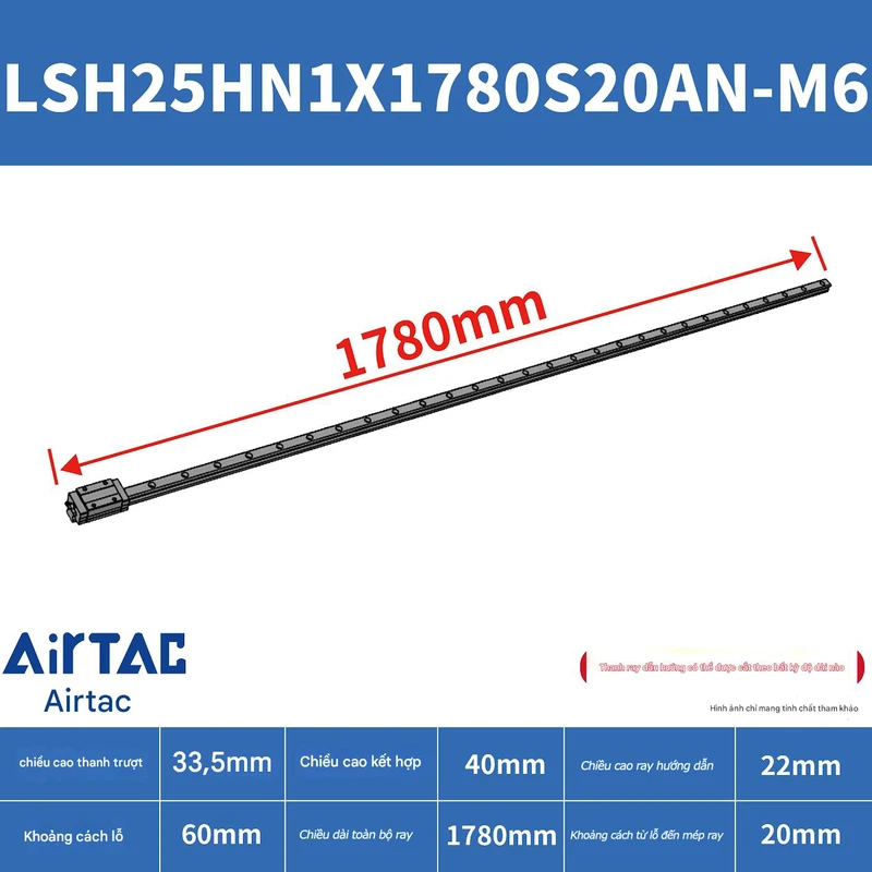 Ray trượt vuông tiêu chuẩn LSH25HN1X1780S20AN-M6 - Ảnh 2