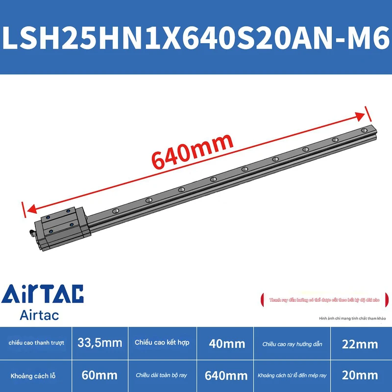 Ray trượt vuông tiêu chuẩn LSH25HN1X640S20AN-M6 - Ảnh 2