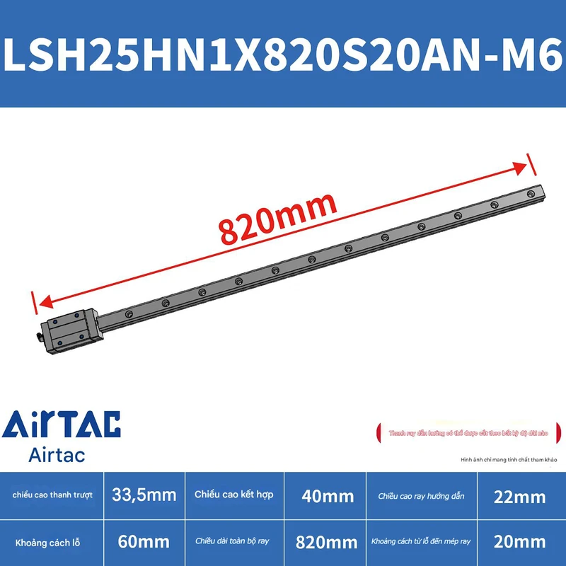 Ray trượt vuông tiêu chuẩn LSH25HN1X820S20AN-M6 - Ảnh 2