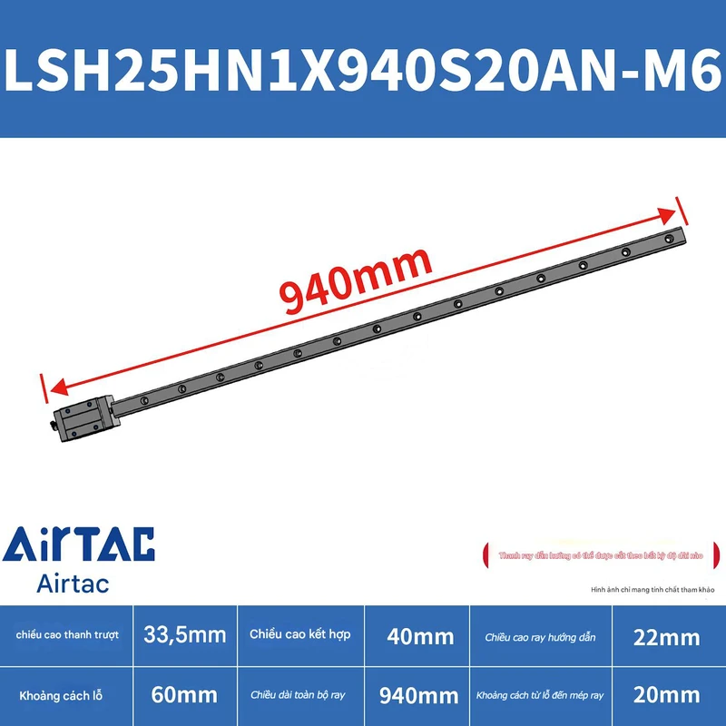 Ray trượt vuông tiêu chuẩn LSH25HN1X940S20AN-M6 - Ảnh 2