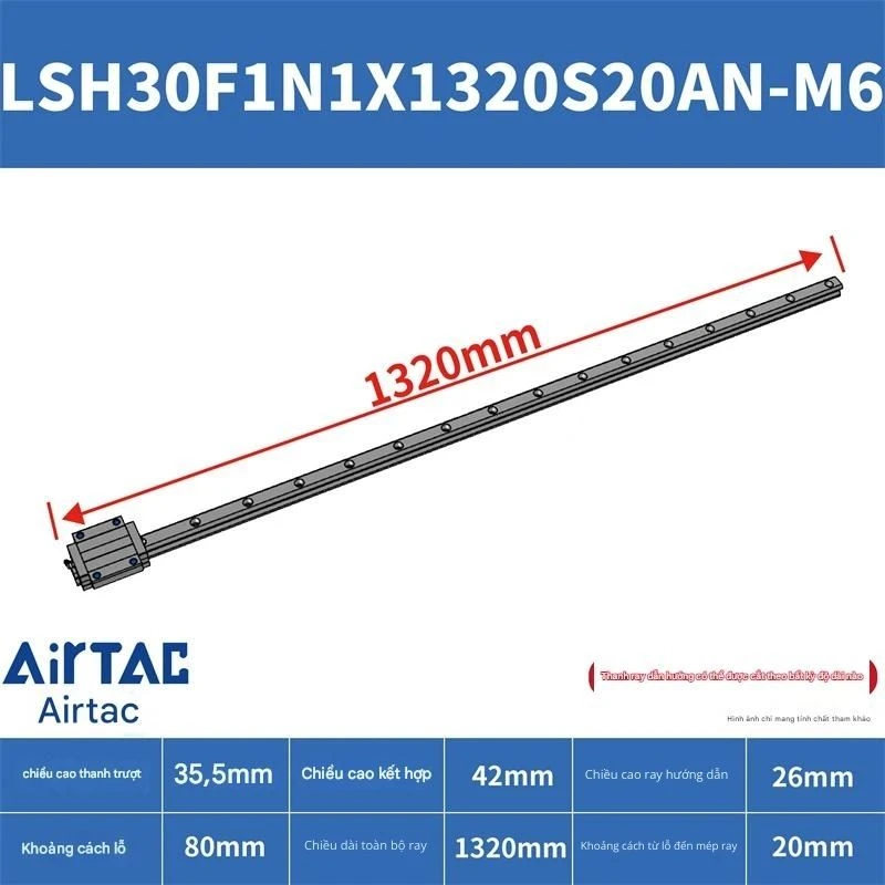 Ray trượt vuông tiêu chuẩn LSH30F1N1X1320S20AN-M6 - Ảnh 2