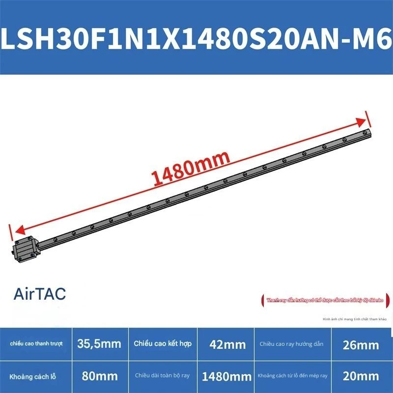 Ray trượt vuông tiêu chuẩn LSH30F1N1X1480S20AN-M6 - Ảnh 2