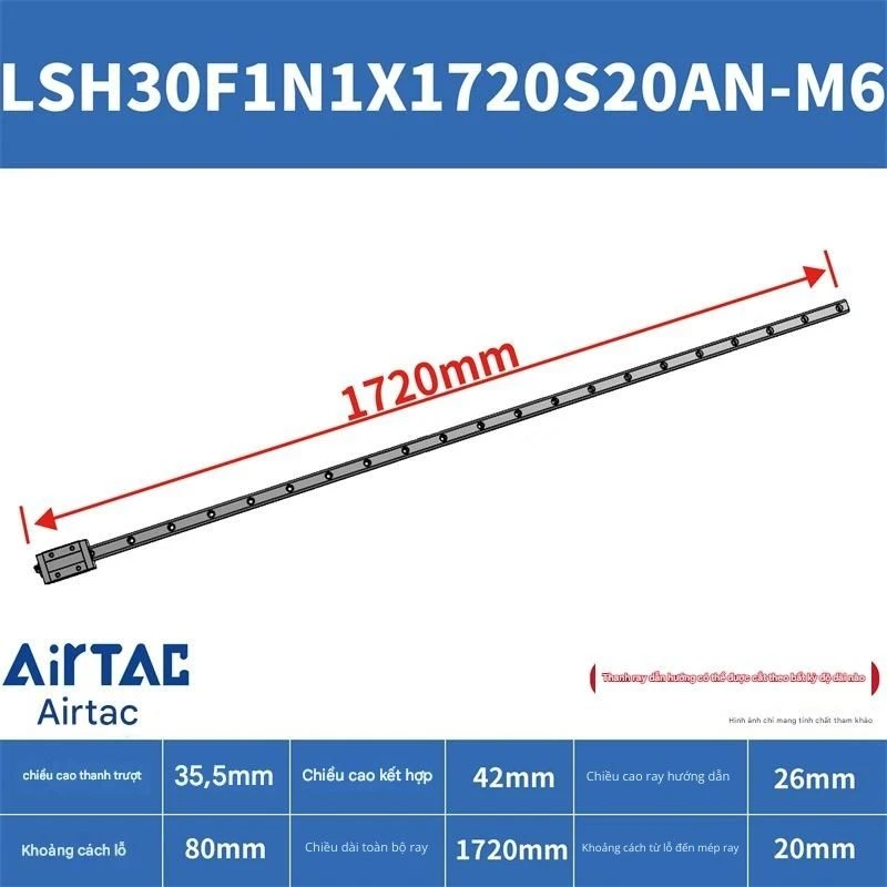 Ray trượt vuông tiêu chuẩn LSH30F1N1X1720S20AN-M6 - Ảnh 2