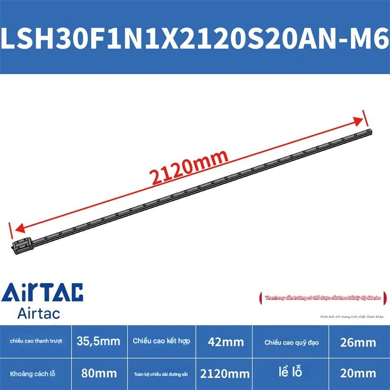 Ray trượt vuông tiêu chuẩn LSH30F1N1X2120S20AN-M6 - Ảnh 2