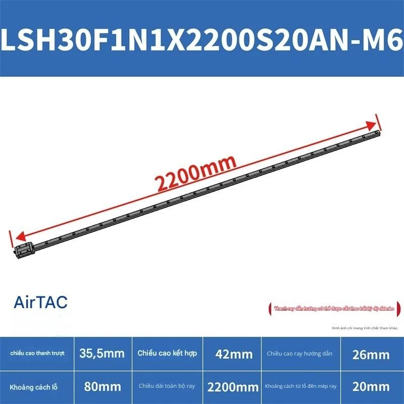 Ray trượt vuông tiêu chuẩn LSH30F1N1X2200S20AN-M6 - Ảnh 2
