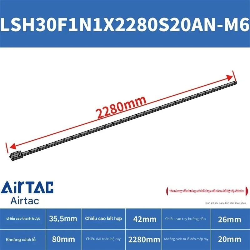 Ray trượt vuông tiêu chuẩn LSH30F1N1X2280S20AN-M6 - Ảnh 2