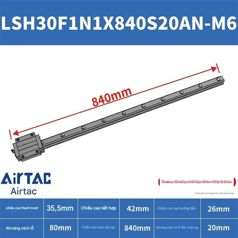 Ray trượt vuông tiêu chuẩn LSH30F1N1X840S20AN-M6 - Ảnh 2