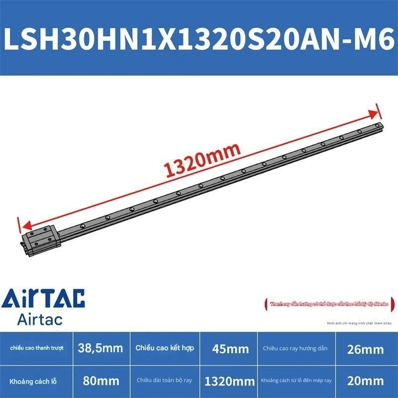Ray trượt vuông tiêu chuẩn LSH30HN1X1320S20AN-M6 - Ảnh 2