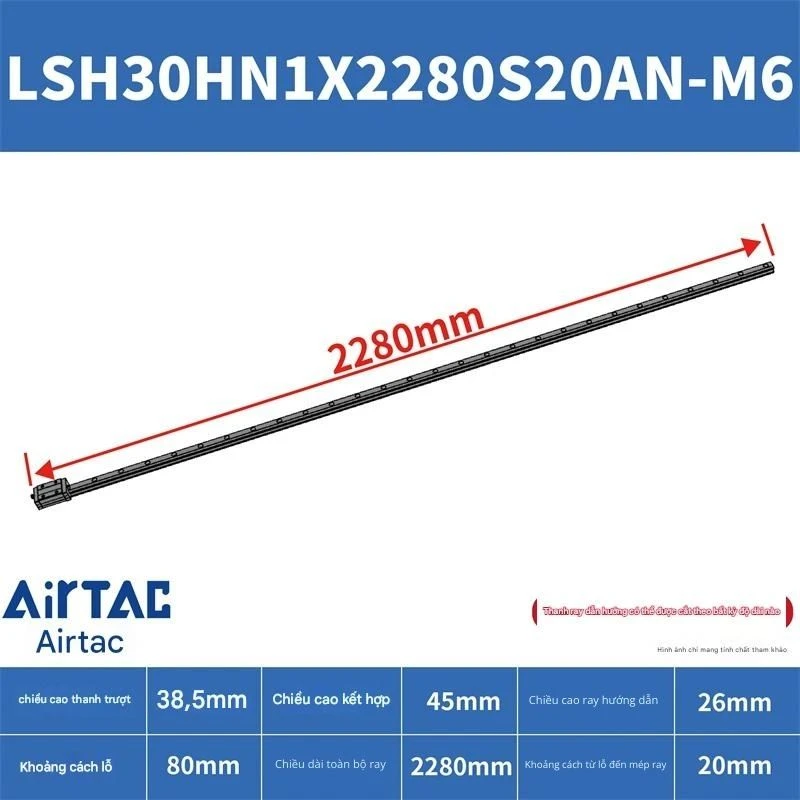 Ray trượt vuông tiêu chuẩn LSH30HN1X2280S20AN-M6 - Ảnh 2