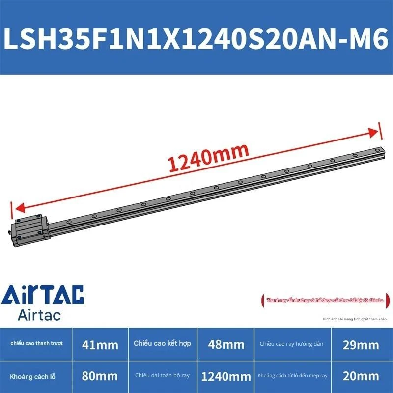 Ray trượt vuông tiêu chuẩn LSH35F1N1X1240S20AN-M6 - Ảnh 2