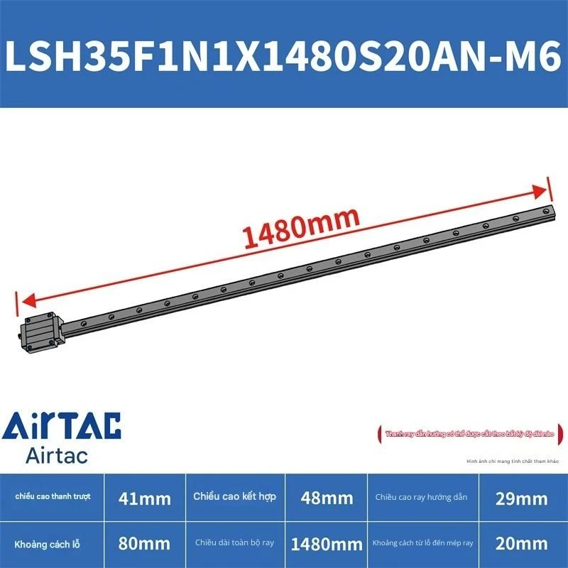 Ray trượt vuông tiêu chuẩn LSH35F1N1X1480S20AN-M6 - Ảnh 2