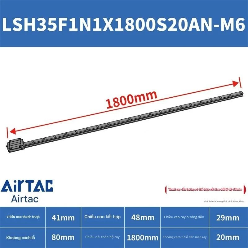 Ray trượt vuông tiêu chuẩn LSH35F1N1X1800S20AN-M6 - Ảnh 2