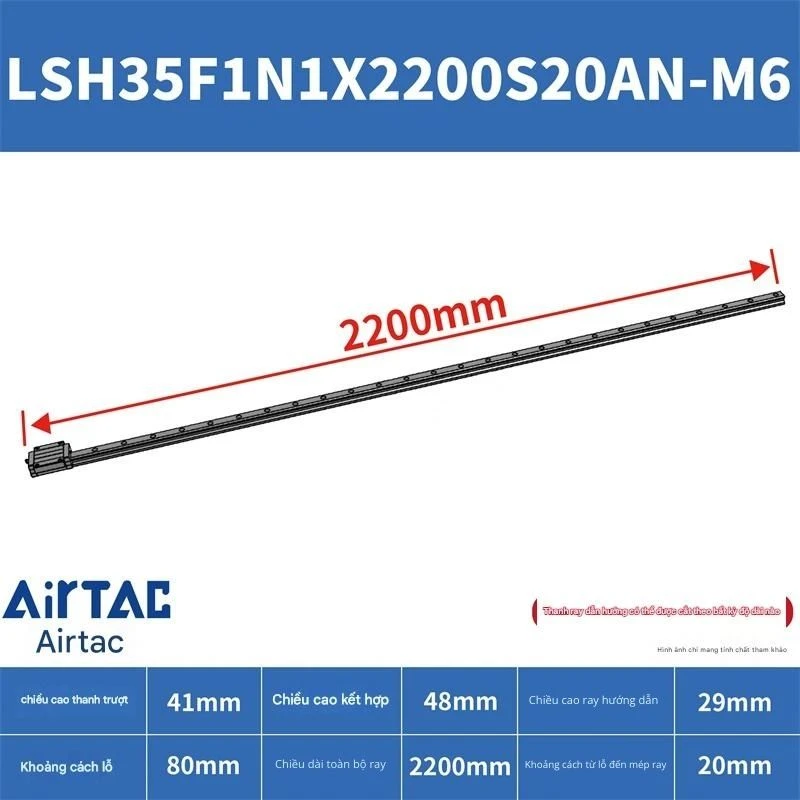 Ray trượt vuông tiêu chuẩn LSH35F1N1X2200S20AN-M6 - Ảnh 2