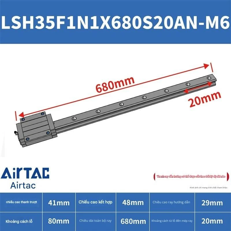 Ray trượt vuông tiêu chuẩn LSH35F1N1X680S20AN-M6 - Ảnh 2