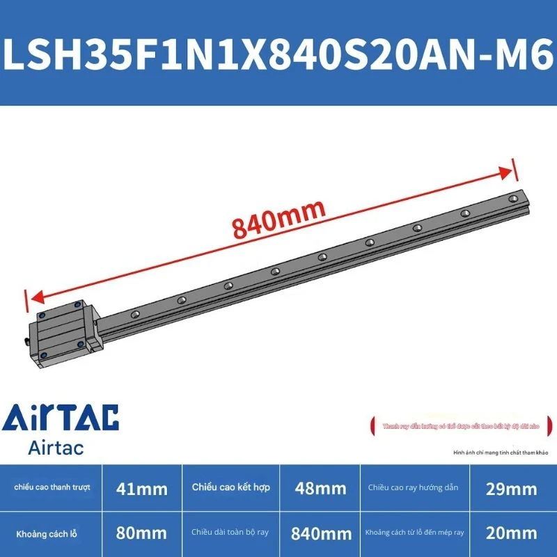 Ray trượt vuông tiêu chuẩn LSH35F1N1X840S20AN-M6 - Ảnh 2