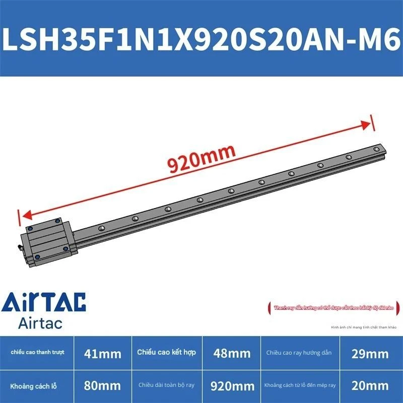 Ray trượt vuông tiêu chuẩn LSH35F1N1X920S20AN-M6 - Ảnh 2