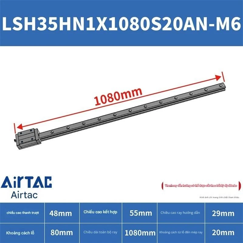 Ray trượt vuông tiêu chuẩn LSH35HN1X1080S20AN-M6 - Ảnh 2