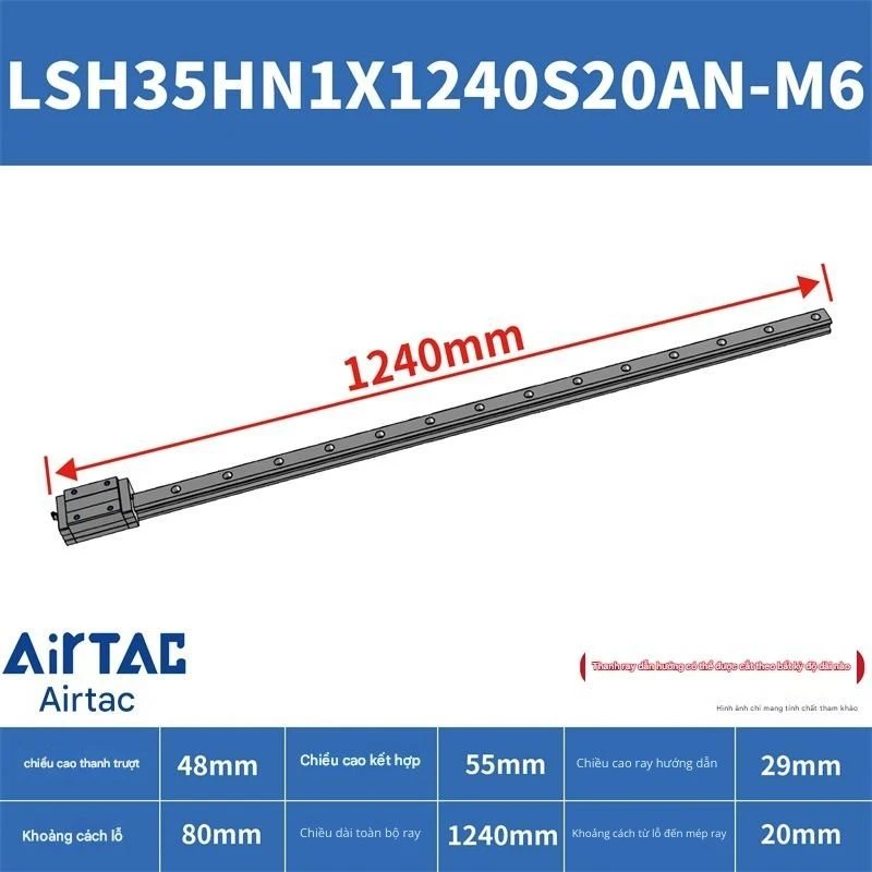 Ray trượt vuông tiêu chuẩn LSH35HN1X1240S20AN-M6 - Ảnh 2