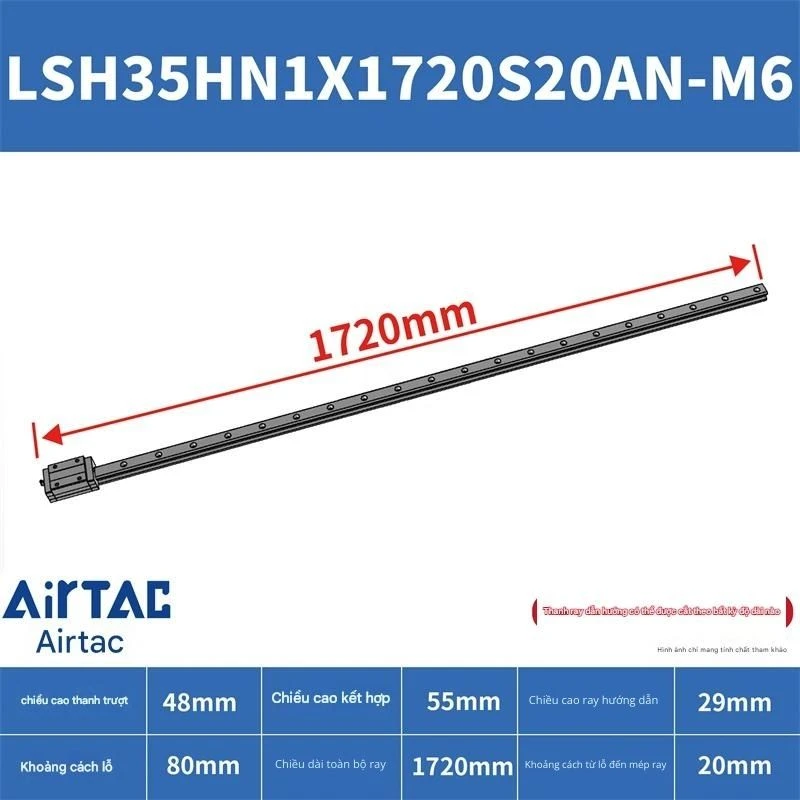 Ray trượt vuông tiêu chuẩn LSH35HN1X1720S20AN-M6 - Ảnh 2