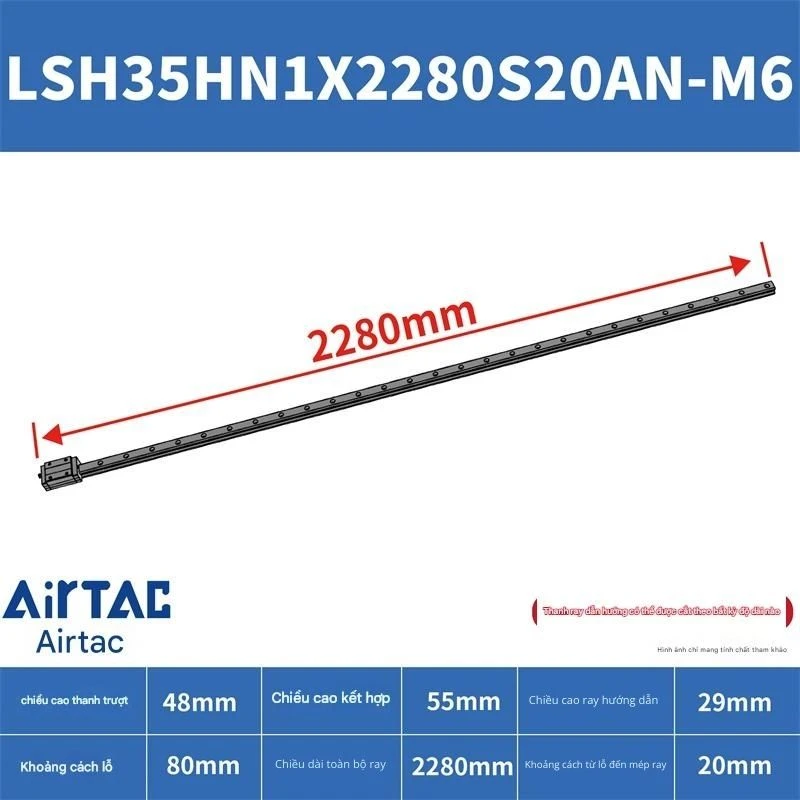 Ray trượt vuông tiêu chuẩn LSH35HN1X2280S20AN-M6 - Ảnh 2