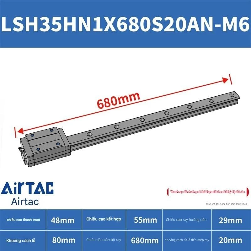Ray trượt vuông tiêu chuẩn LSH35HN1X680S20AN-M6 - Ảnh 2