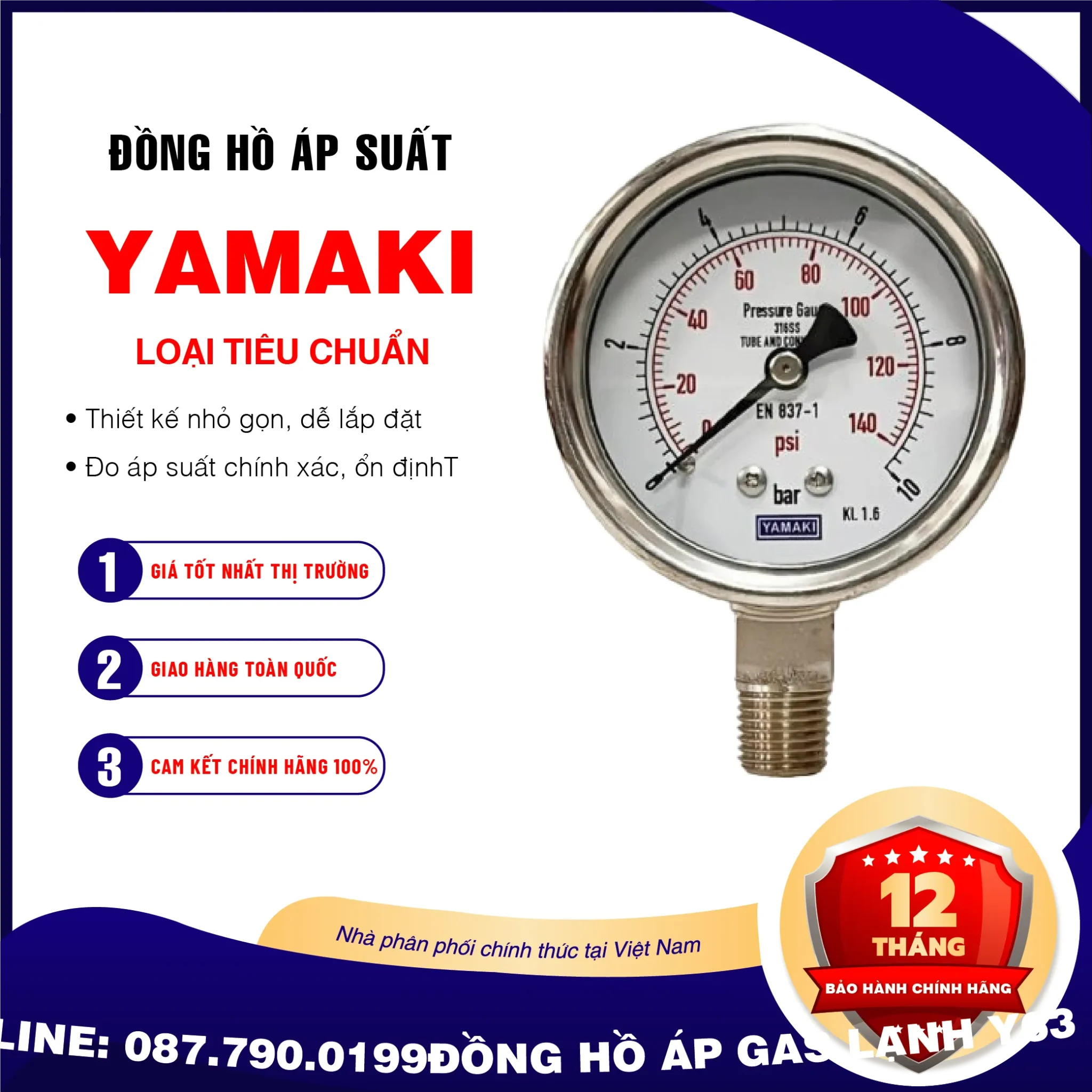 Đồng Hồ Áp Suất Inox YAMAKI