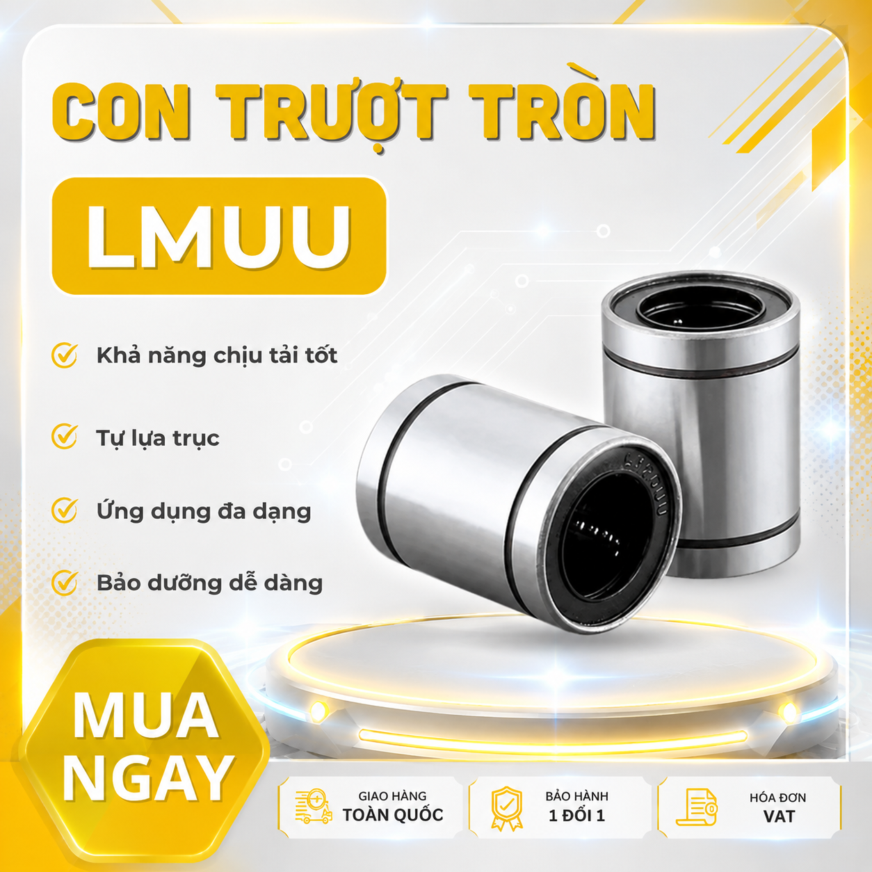 Con trượt tròn thân ngắn LM10UU (Bi trượt tròn)