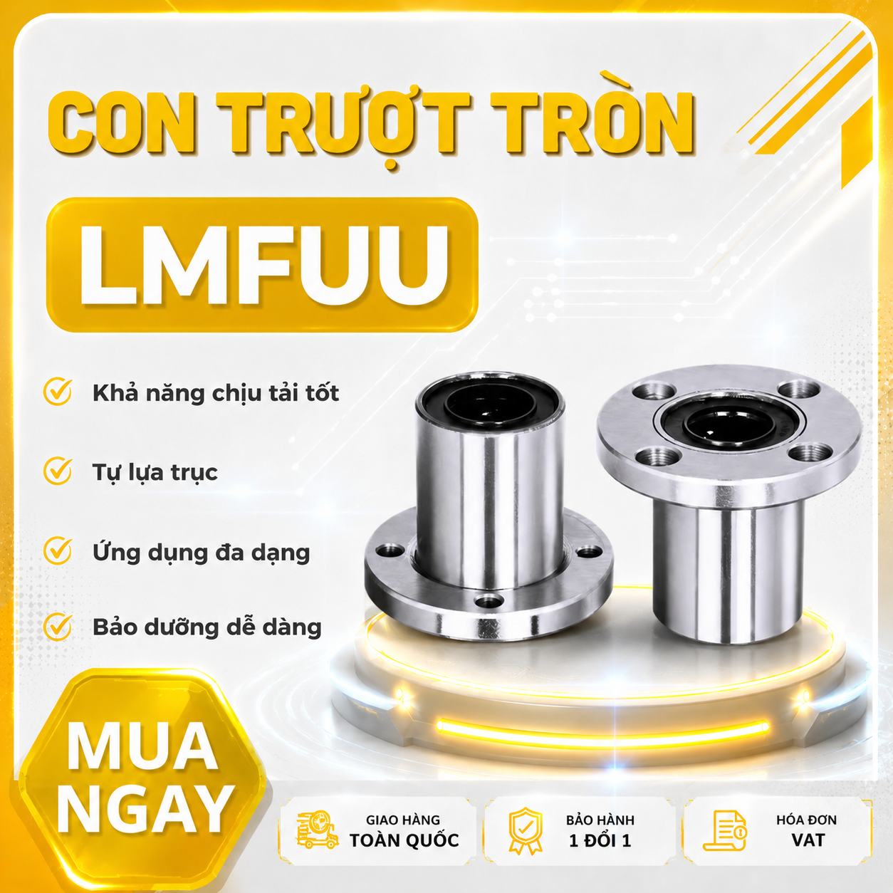 Con trượt tròn mặt bích tròn thân ngắn LMF40UU (Bi trượt tròn)