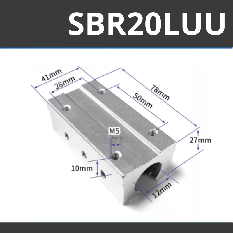Con trượt tròn có đế thân dài SBR20LUU (Bi trượt tròn có đế) - Ảnh 2