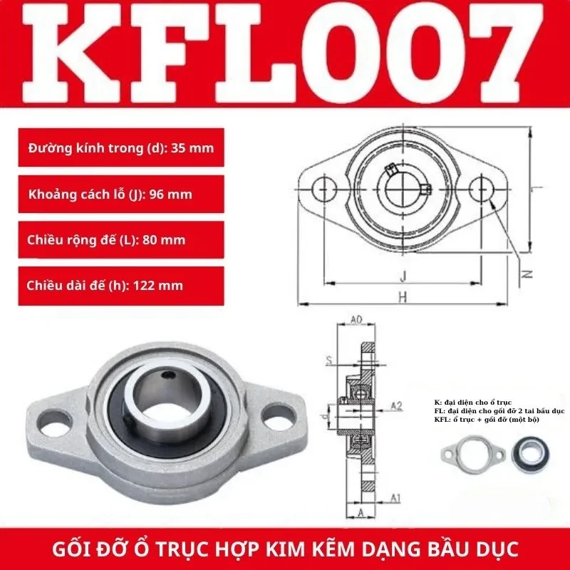Gối đỡ vòng bi KFL007 - Ảnh 2
