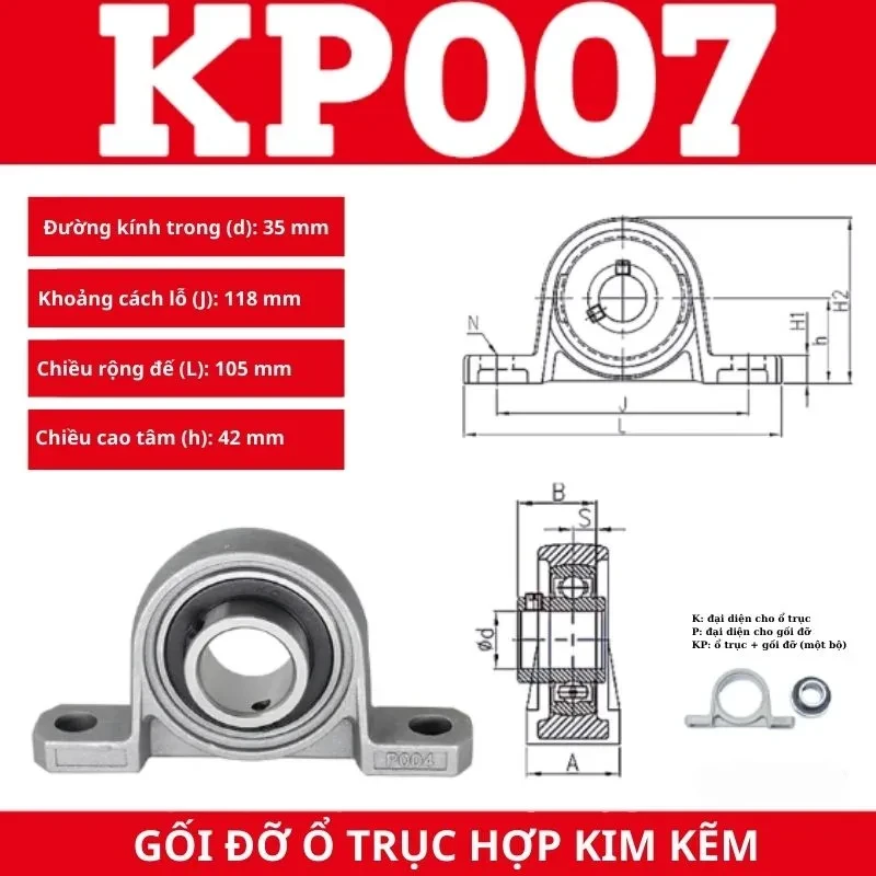 Gối đỡ vòng bi KP007 - Ảnh 2