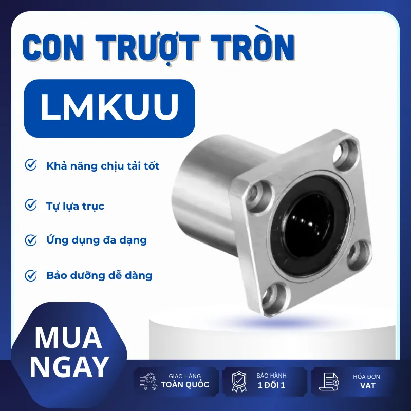 Con trượt tròn mặt bích vuông thân ngắn LMK30UU (Bi trượt tròn)