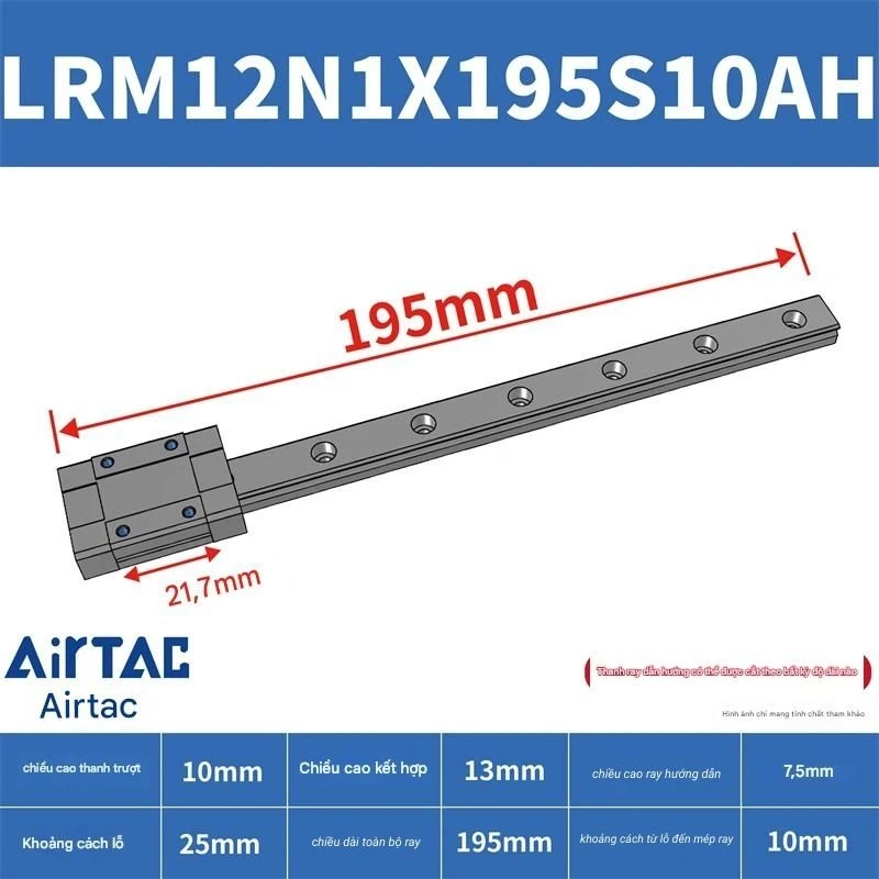 Ray trượt tiêu chuẩn LRM12N1X195S10AH - Ảnh 2