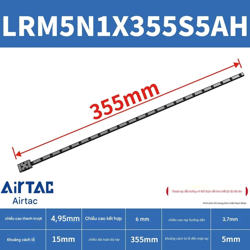 Ray trượt tiêu chuẩn LRM5N1X355S5AH - Ảnh 2
