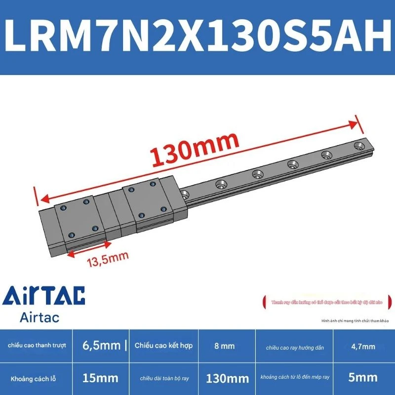 Ray trượt tiêu chuẩn LRM7N2X130S5AH - Ảnh 2