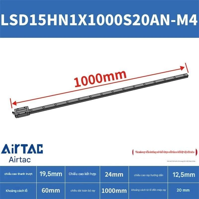 Ray trượt vuông LSD15HN1X1000S20AN-M4 - Ảnh 2