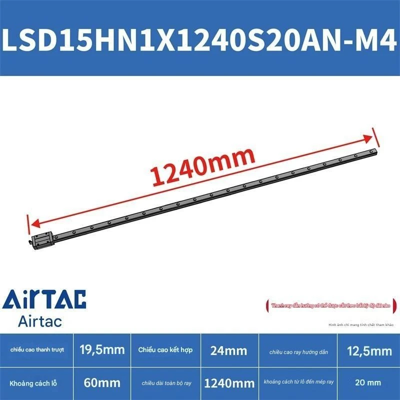 Ray trượt vuông LSD15HN1X1240S20AN-M4 - Ảnh 2