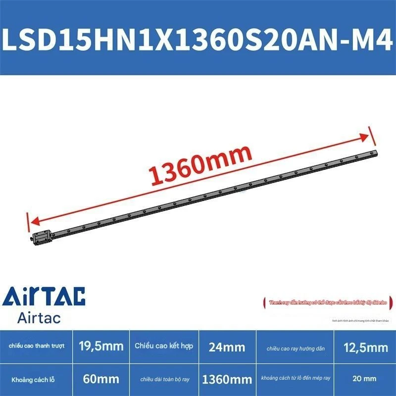 Ray trượt vuông LSD15HN1X1360S20AN-M4 - Ảnh 2