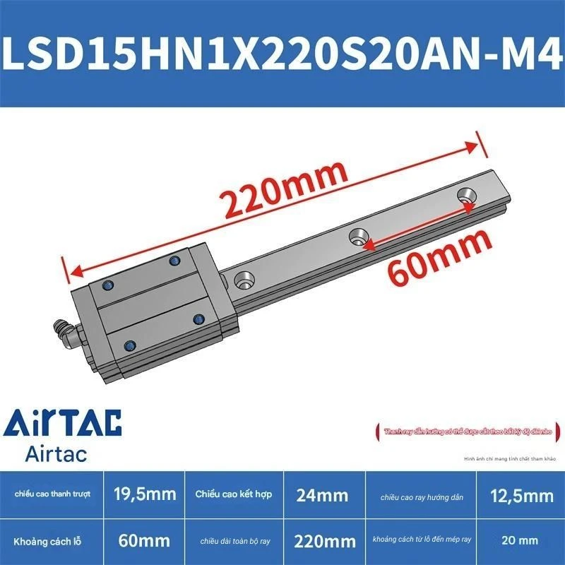 Ray trượt vuông LSD15HN1X220S20AN-M4 - Ảnh 2