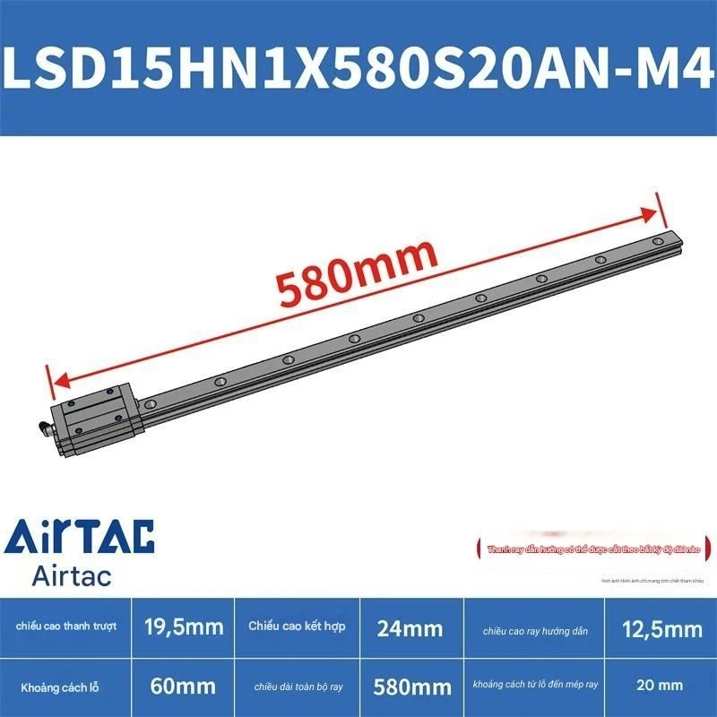 Ray trượt vuông LSD15HN1X580S20AN-M4 - Ảnh 2