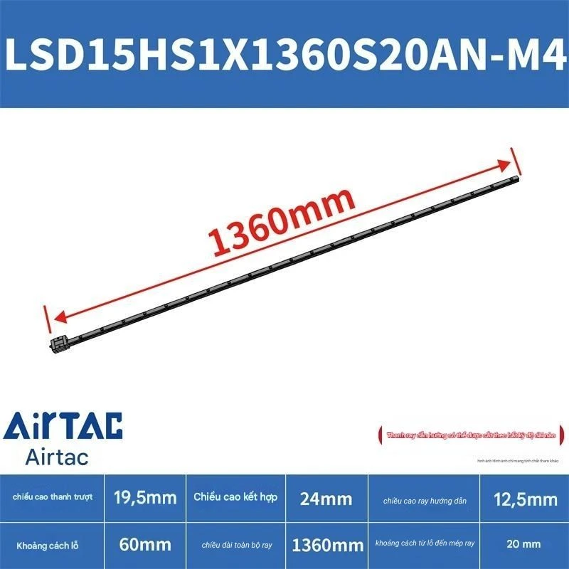 Ray trượt ngắn LSD15HS1X1360S20AN-M4 - Ảnh 2