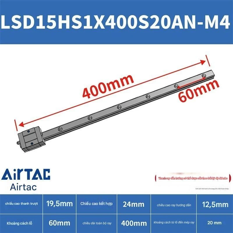 Ray trượt ngắn LSD15HS1X400S20AN-M4 - Ảnh 2
