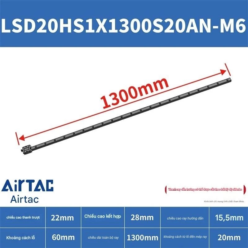 Ray trượt ngắn LSD20HS1X1300S20AN-M6 - Ảnh 2